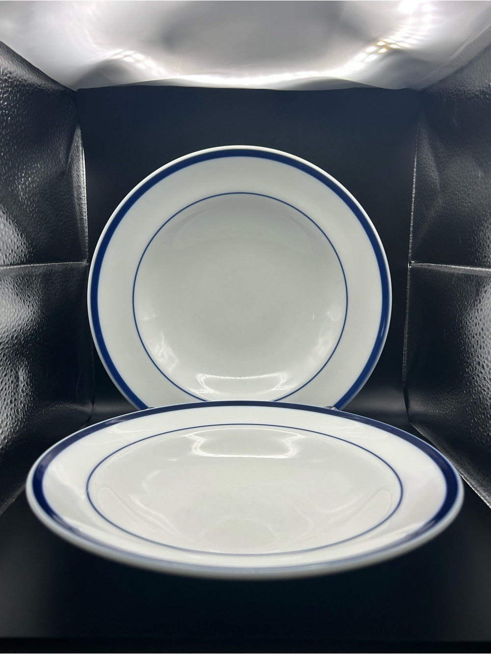 Williams Sonoma BRASSERIE BLUE Wide Rimmed Pasta Bowls Retired Japan Set Of 2